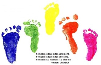 Colorful baby footprints representing remembrance